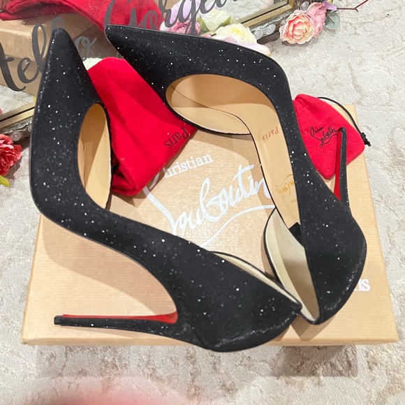 SOLD!!!! Authentic Christian Louboutin black glitter 42 Iriza 100 pumps heels - Picture 4 of 14